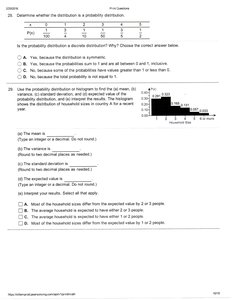 Probability distribution table