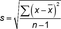 Sample standard deviation formula