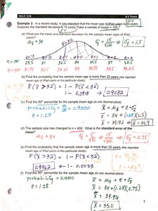 Percentile calculation in a sampling distribution