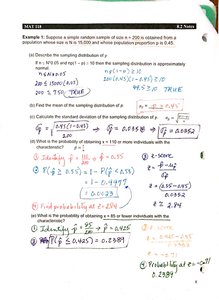 Sampling distribution of the sample proportion with calculations