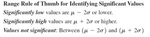 Range Rule of Thumb for Identifying Significant Values