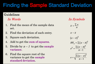 Guidelines for finding sample standard deviation