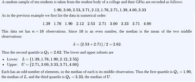 Quartile calculation example
