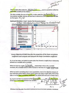 Scatter plot with explanatory and response variables labeled