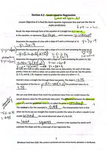 Least-squares regression calculation example