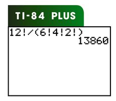 TI-84 calculator showing distinguishable permutations calculation