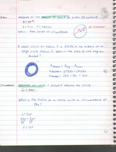 Circle with radius and diameter labeled