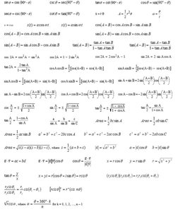 Trigonometry formula sheet