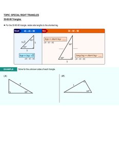 Solving Right Triangles for Side Lengths