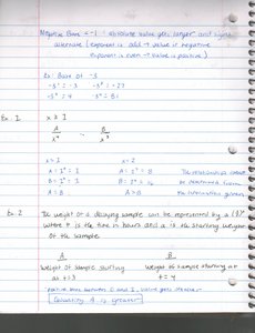 Notebook page with negative base exponent examples