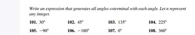 Expression for all coterminal angles
