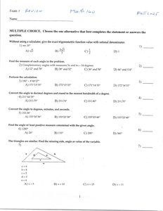 Triangle diagram for angle calculation