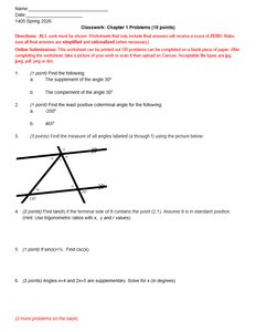 Diagram of intersecting lines with angles labeled 1-5