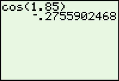 Calculator cos(1.85)