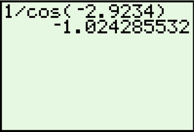 Calculator sec(-2.9234)