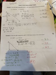 Solving right triangles with trigonometric ratios and Pythagorean theorem