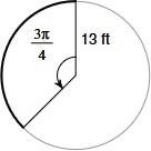 A sector with a central angle of 3pi/4 radians and radius 13 ft