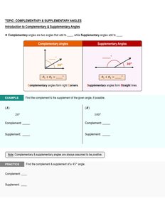 Complementary and supplementary angles diagrams